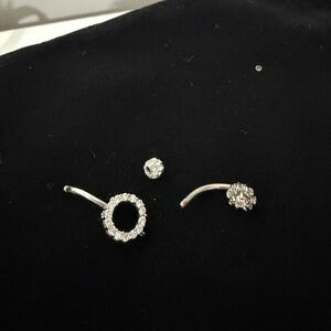 Elegant white Gold with Diamonds Women's Belly Ring set